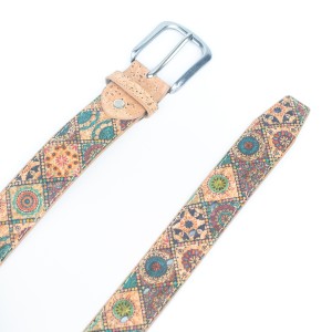 Damski pasek z naturalnego korka 3,3 cm w geometryczny wzór - pasek po rozpięciu